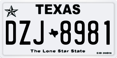 TX license plate DZJ8981