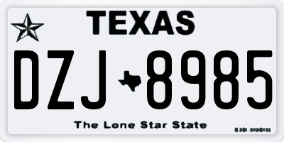 TX license plate DZJ8985