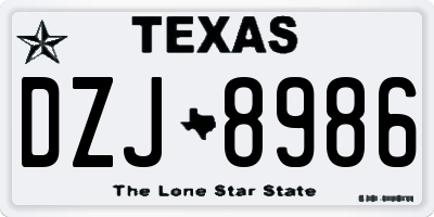 TX license plate DZJ8986
