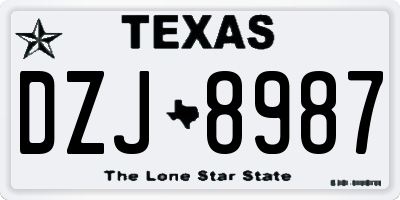 TX license plate DZJ8987