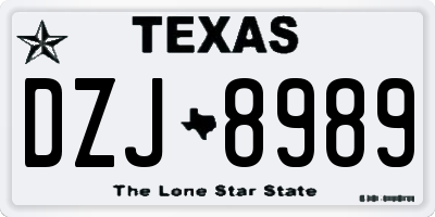 TX license plate DZJ8989
