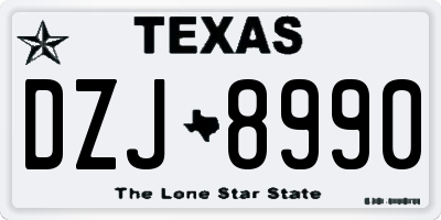 TX license plate DZJ8990