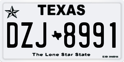 TX license plate DZJ8991