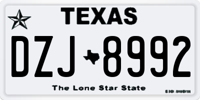 TX license plate DZJ8992