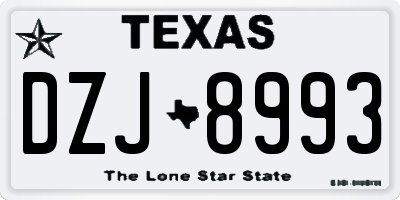 TX license plate DZJ8993