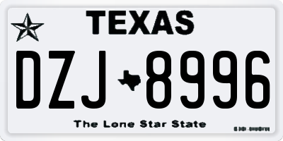 TX license plate DZJ8996