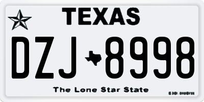 TX license plate DZJ8998