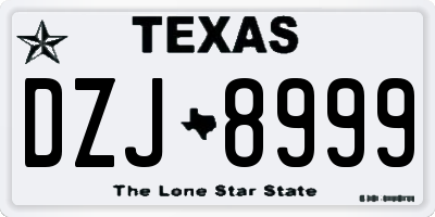TX license plate DZJ8999