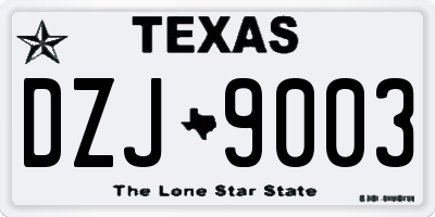 TX license plate DZJ9003