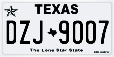 TX license plate DZJ9007
