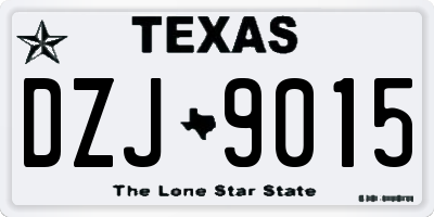 TX license plate DZJ9015