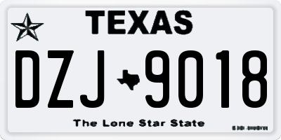 TX license plate DZJ9018