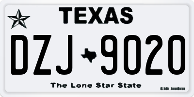 TX license plate DZJ9020
