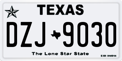TX license plate DZJ9030