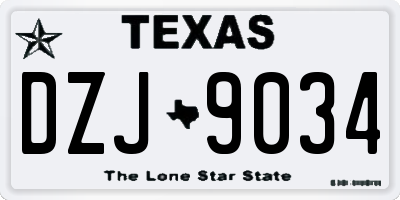 TX license plate DZJ9034