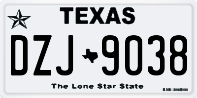 TX license plate DZJ9038