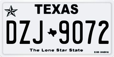 TX license plate DZJ9072