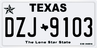 TX license plate DZJ9103