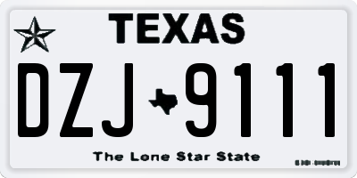 TX license plate DZJ9111