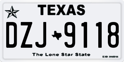 TX license plate DZJ9118
