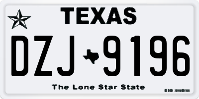 TX license plate DZJ9196