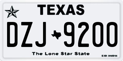 TX license plate DZJ9200