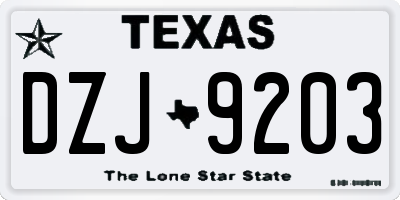 TX license plate DZJ9203