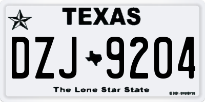 TX license plate DZJ9204