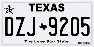 TX license plate DZJ9205