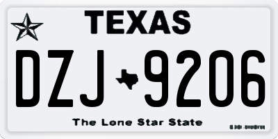 TX license plate DZJ9206