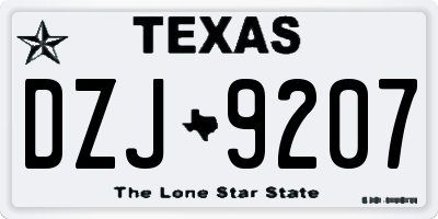 TX license plate DZJ9207