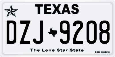 TX license plate DZJ9208
