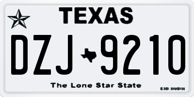 TX license plate DZJ9210