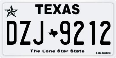 TX license plate DZJ9212