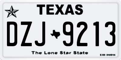 TX license plate DZJ9213