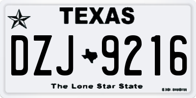 TX license plate DZJ9216