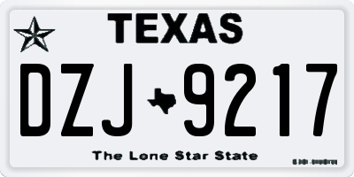 TX license plate DZJ9217