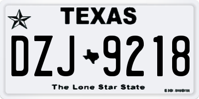 TX license plate DZJ9218