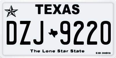 TX license plate DZJ9220