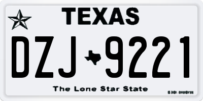 TX license plate DZJ9221