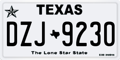TX license plate DZJ9230