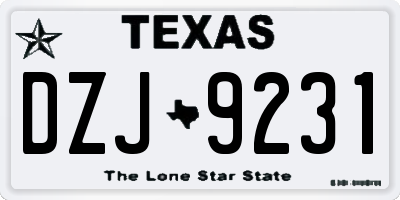 TX license plate DZJ9231