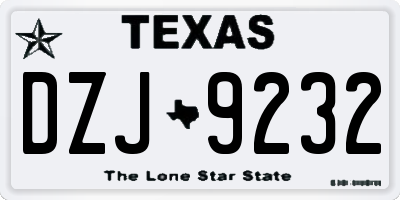 TX license plate DZJ9232