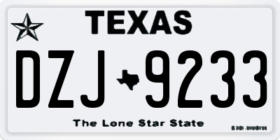 TX license plate DZJ9233