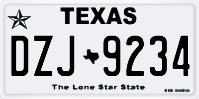 TX license plate DZJ9234