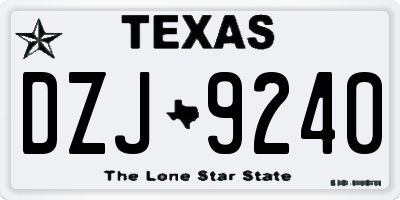 TX license plate DZJ9240