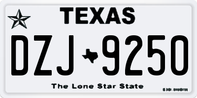TX license plate DZJ9250