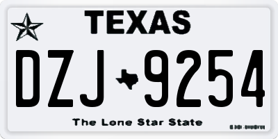 TX license plate DZJ9254