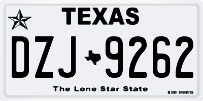 TX license plate DZJ9262