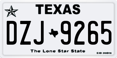 TX license plate DZJ9265